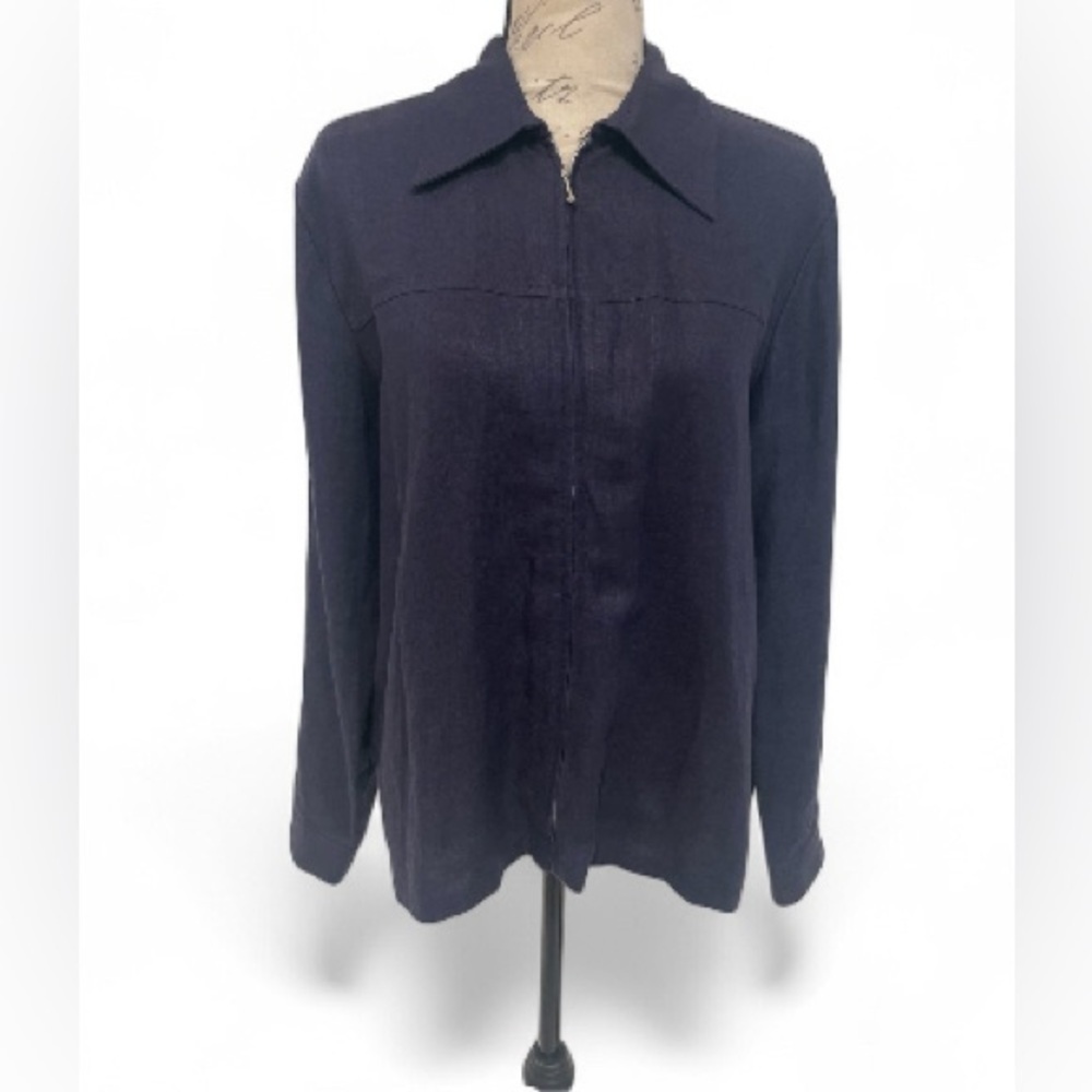 Classic 100% Linen Zip-Up Jacket – Boston Proper Small EUC